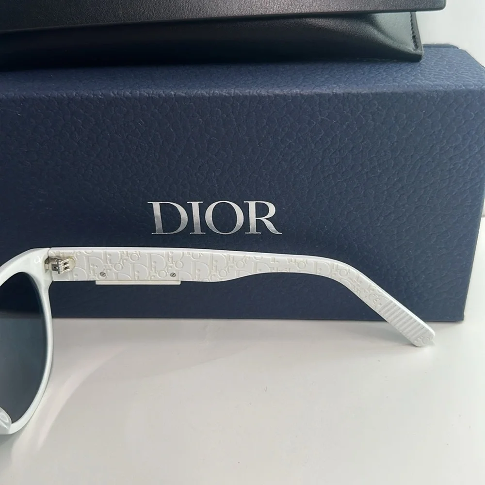DiorB23 R1I Monogram Logo Blue Mirrored Pantos Sunglasses